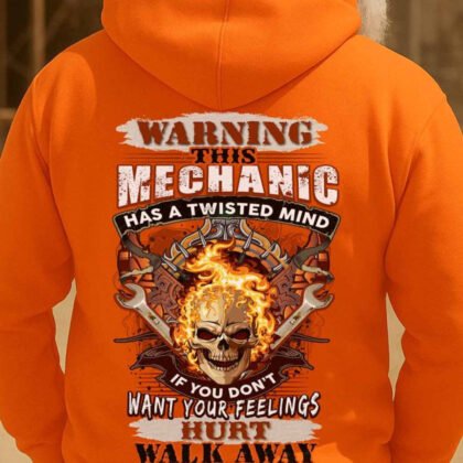 Warning Twisted Mind Mechanic Apparel - Skull Flame