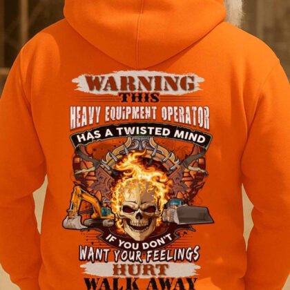 Warning Twisted Mind Heavy Equipment Operator Apparel - Skull Flame